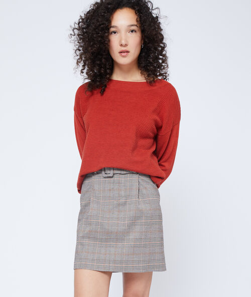 Falda con cinturón y estampado Príncipe de Gales Falda con cinturón y estampado Príncipe de Gales
