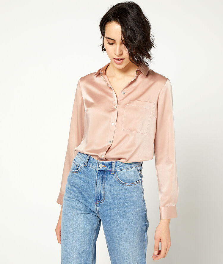 Camisa satinada crudo.