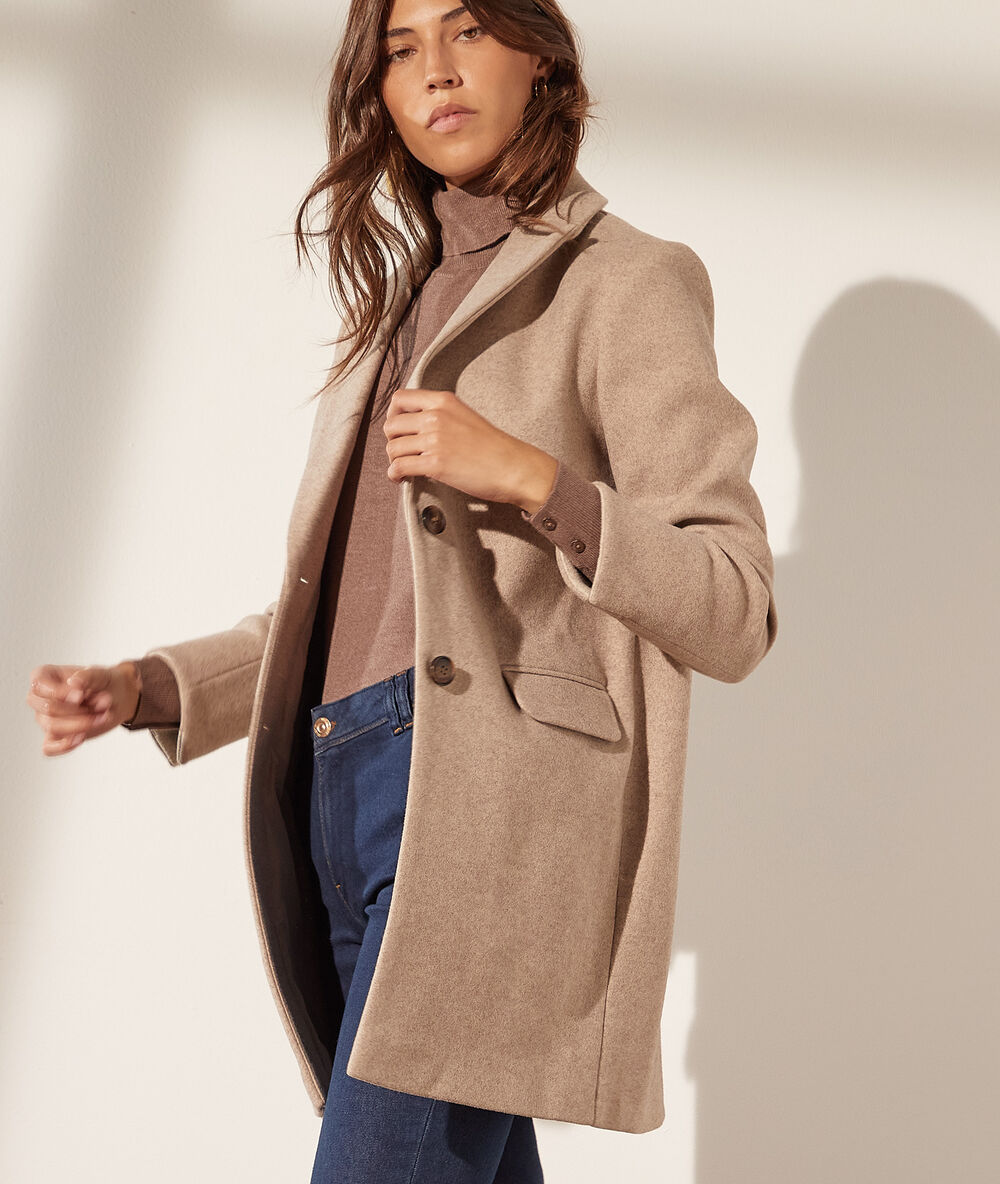 Manteau coupe droite taupe.