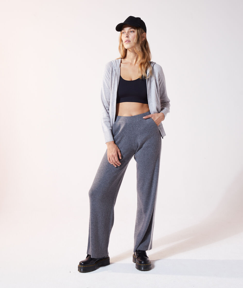 Pantalón punto fino c.gris jaspeado.