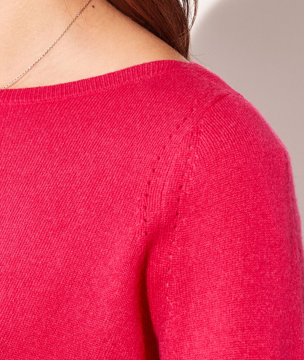 Jersey cuello barco cachemira fucsia.
