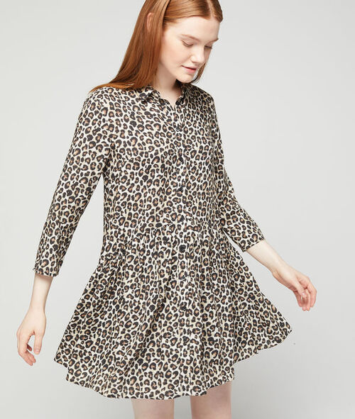 Vestido camisero con estampado de leopardo Vestido camisero con estampado de leopardo