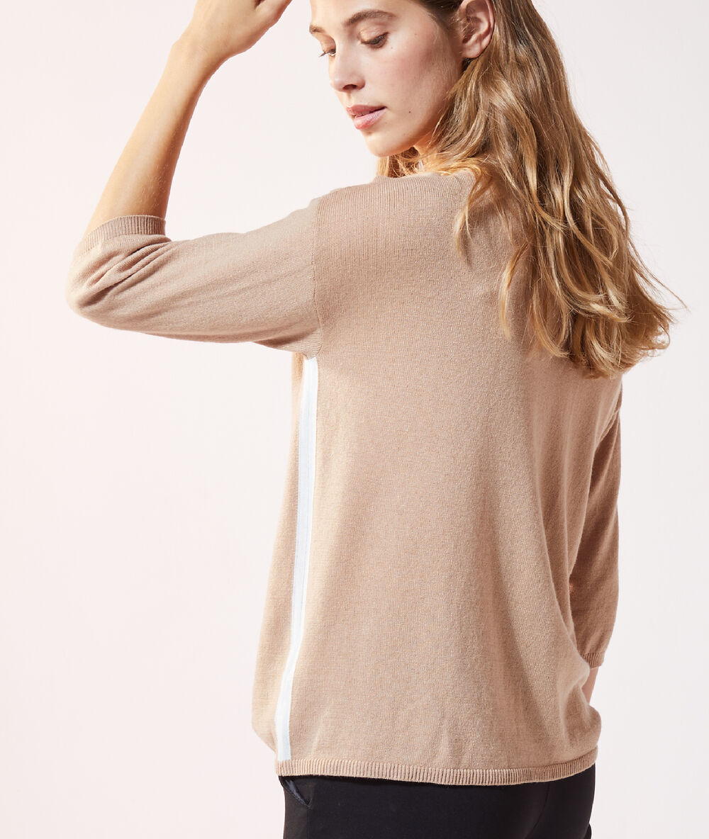 Jersey fino escote en v c.camel claro.