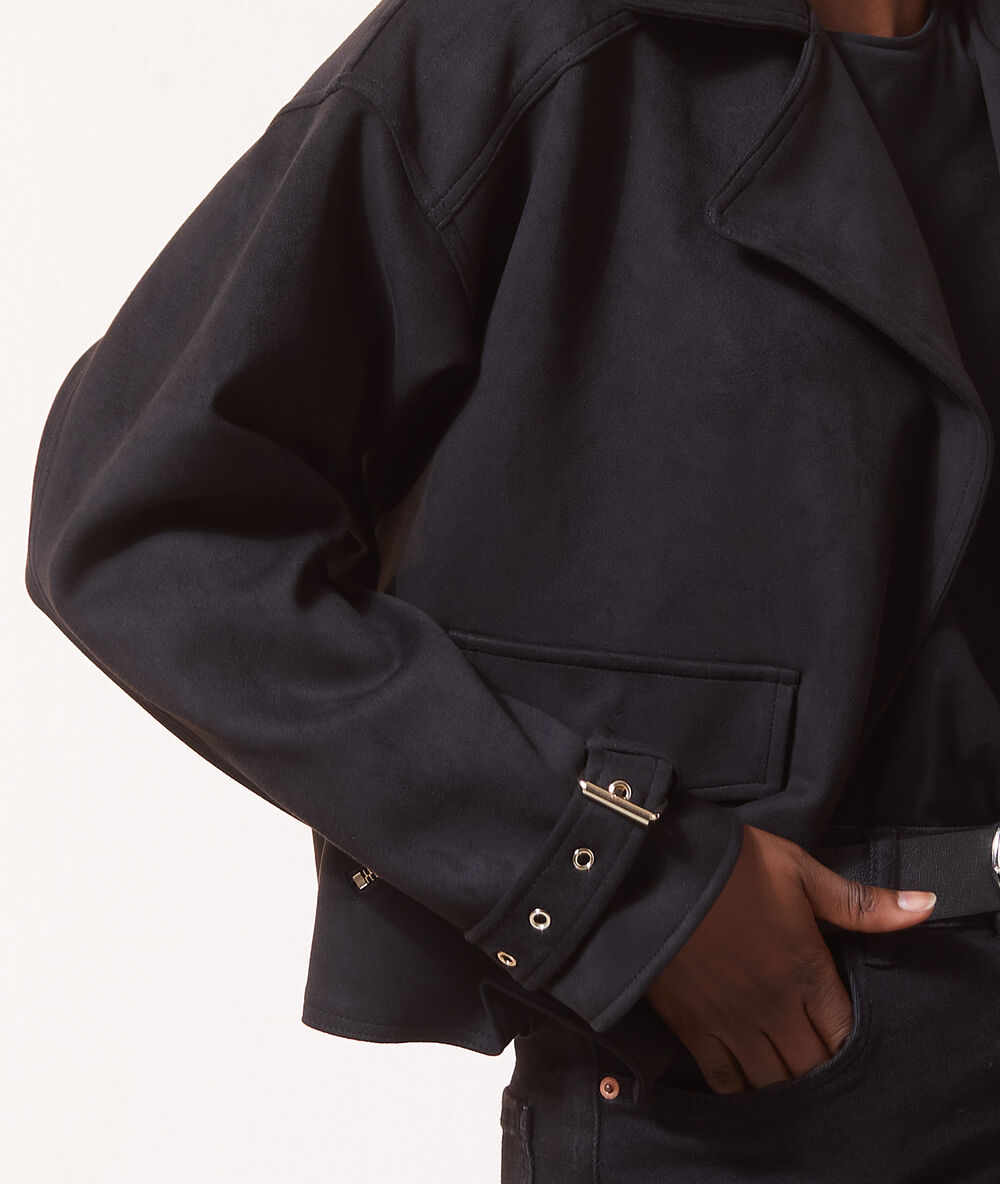 Chaqueta tipo biker, efecto ante c.camel.