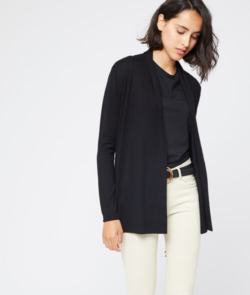 Gilet col chale en maille fine Gilet col chale en maille fine