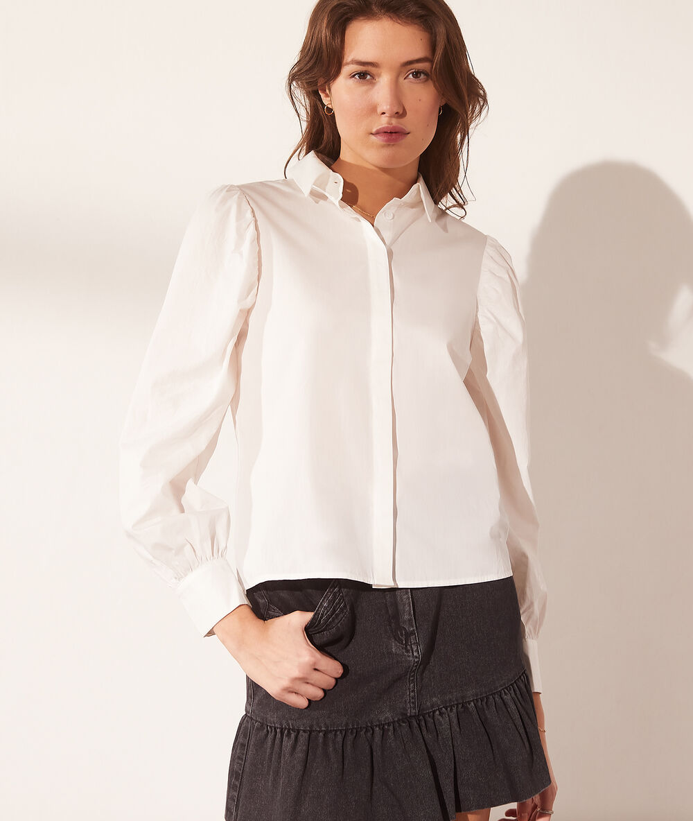 Camisa mangas abullonadas crudo.