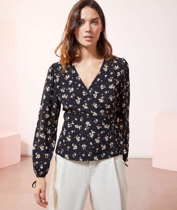 Blouse cache-coeur imprimé fleuri Blouse cache-coeur imprimé fleuri