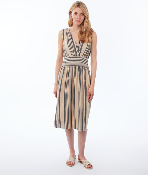 Vestido escote cruzado estampado de rayas Vestido escote cruzado estampado de rayas