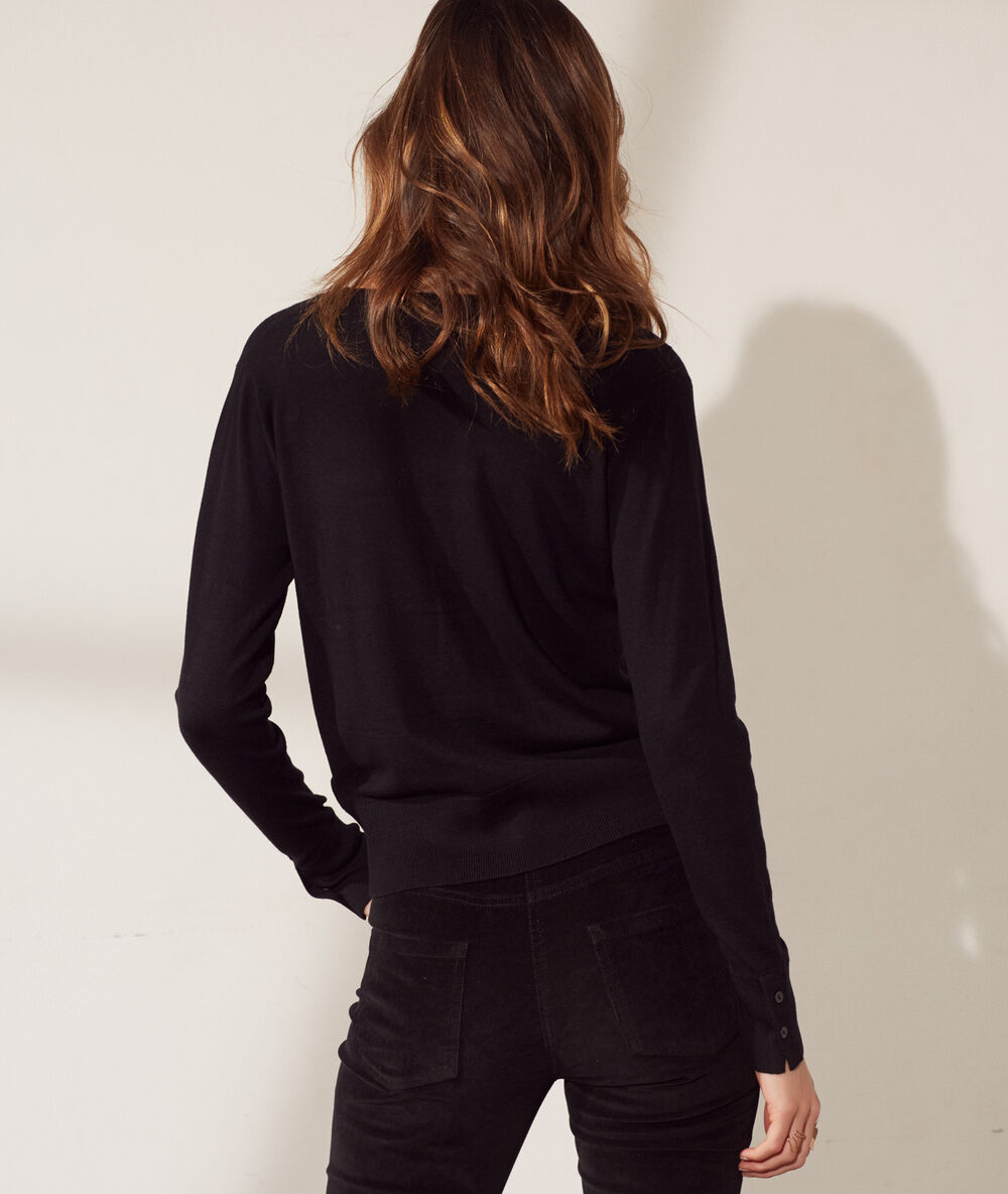 Chaqueta de punto lisa negro.