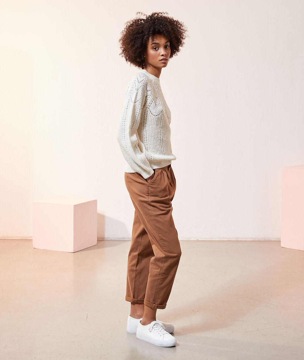 Jersey de punto calado c.beige rosa.