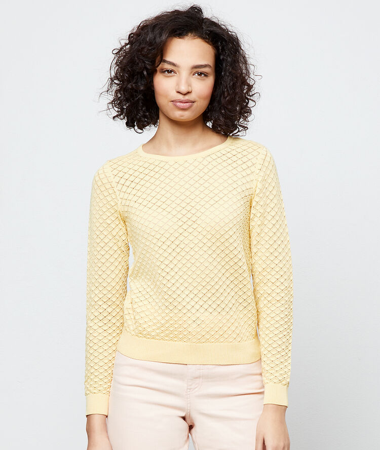 Jersey de punto calado amarillo.