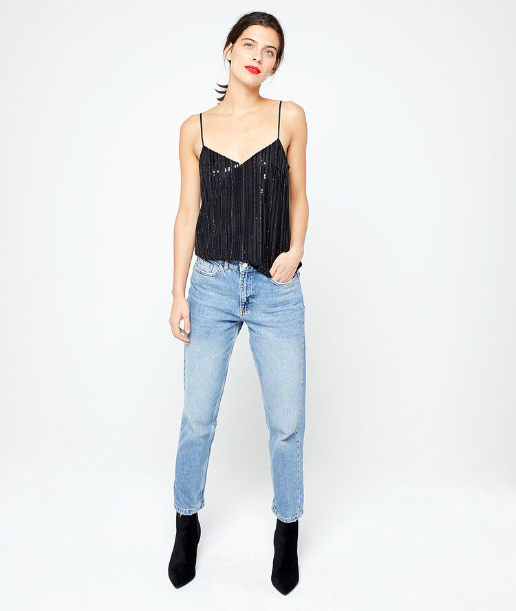 Top de lentejuelas negro.