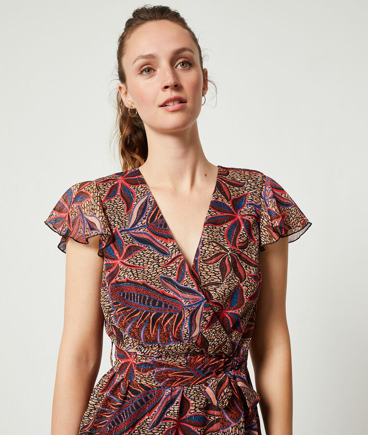 Vestido estampado hojas sabana.