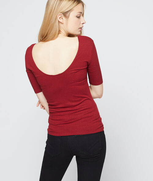Camiseta acanalada espalda escotada Camiseta acanalada espalda escotada
