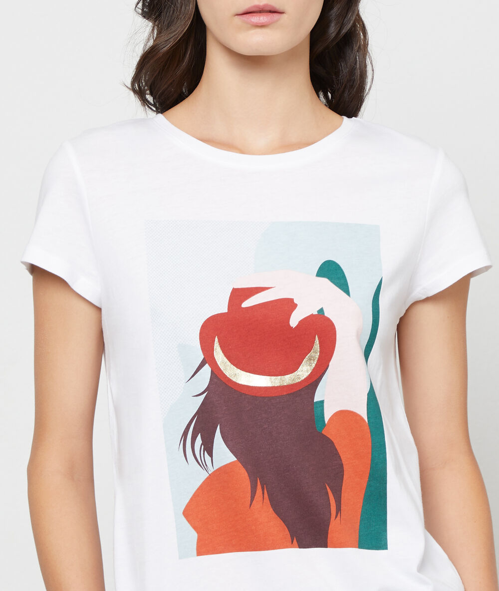 Camiseta serigrafiada blanco.