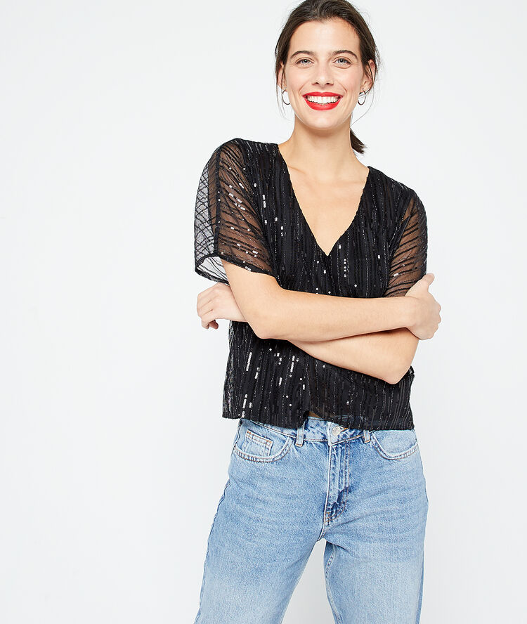 Top de lentejuelas negro.