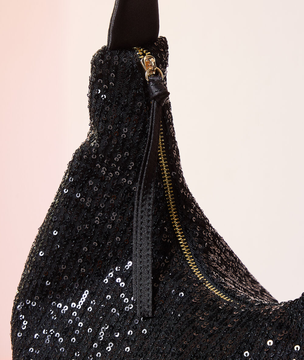 Sac cabas à sequins noir.
