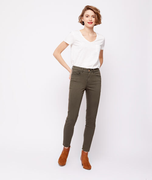 Pantalón skinny con franjas laterales c.caqui.