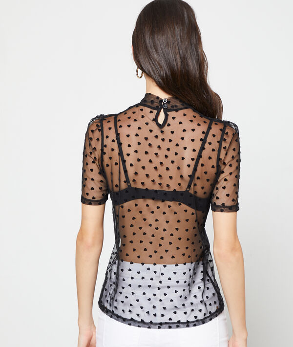 Top transparente con estampado de corazones Top transparente con estampado de corazones