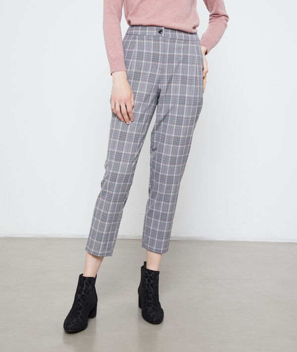 Pantalón de talle alto estampado escocés Pantalón de talle alto estampado escocés
