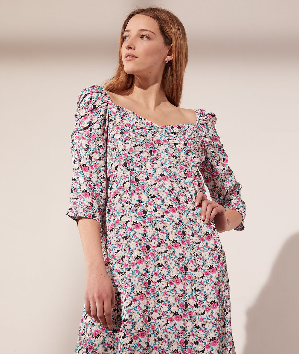 Vestido largo estampado floral c.beige.