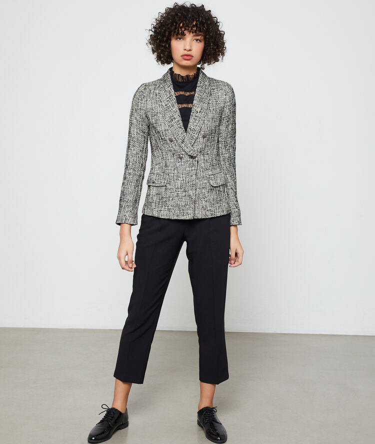 Chaqueta de sastre efecto tweed negro.