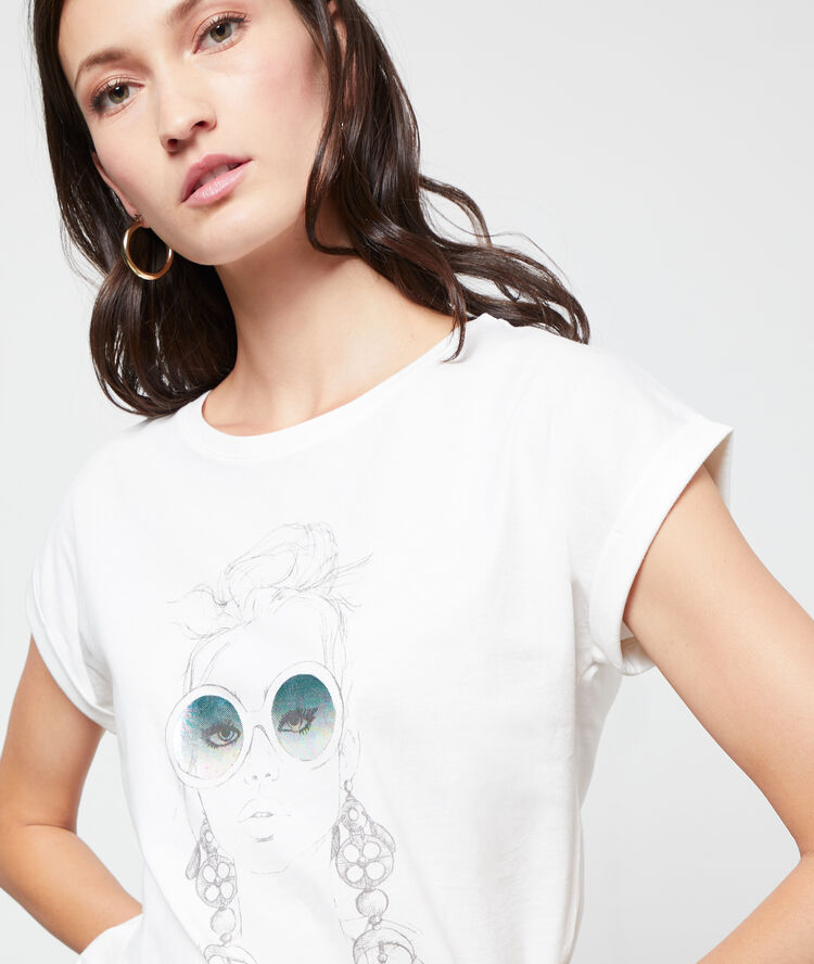 Camiseta serigrafiada de algodón orgánico blanco.