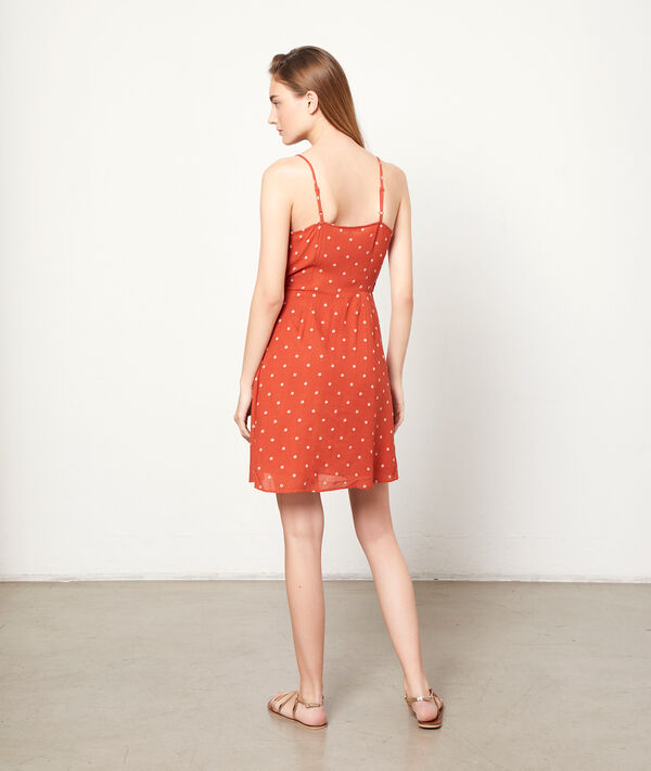 Vestido escote cruzado, estampado de lunares Vestido escote cruzado, estampado de lunares