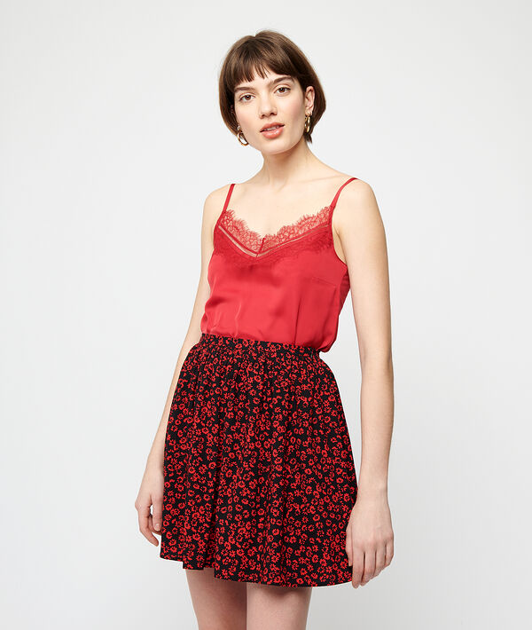 Camisola satinada escote de encaje Camisola satinada escote de encaje