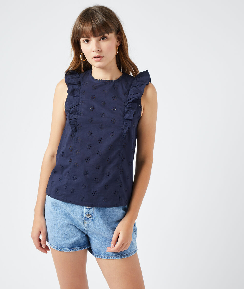 Blusa guipur azul marino.