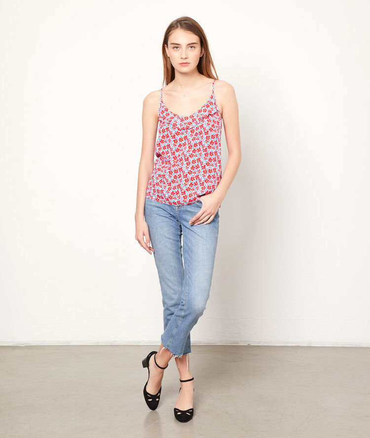 Top con tirantes estampado floral geranio.