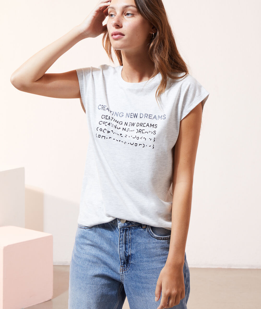 Camiseta 'creating new dreams' c.gris jaspeado.