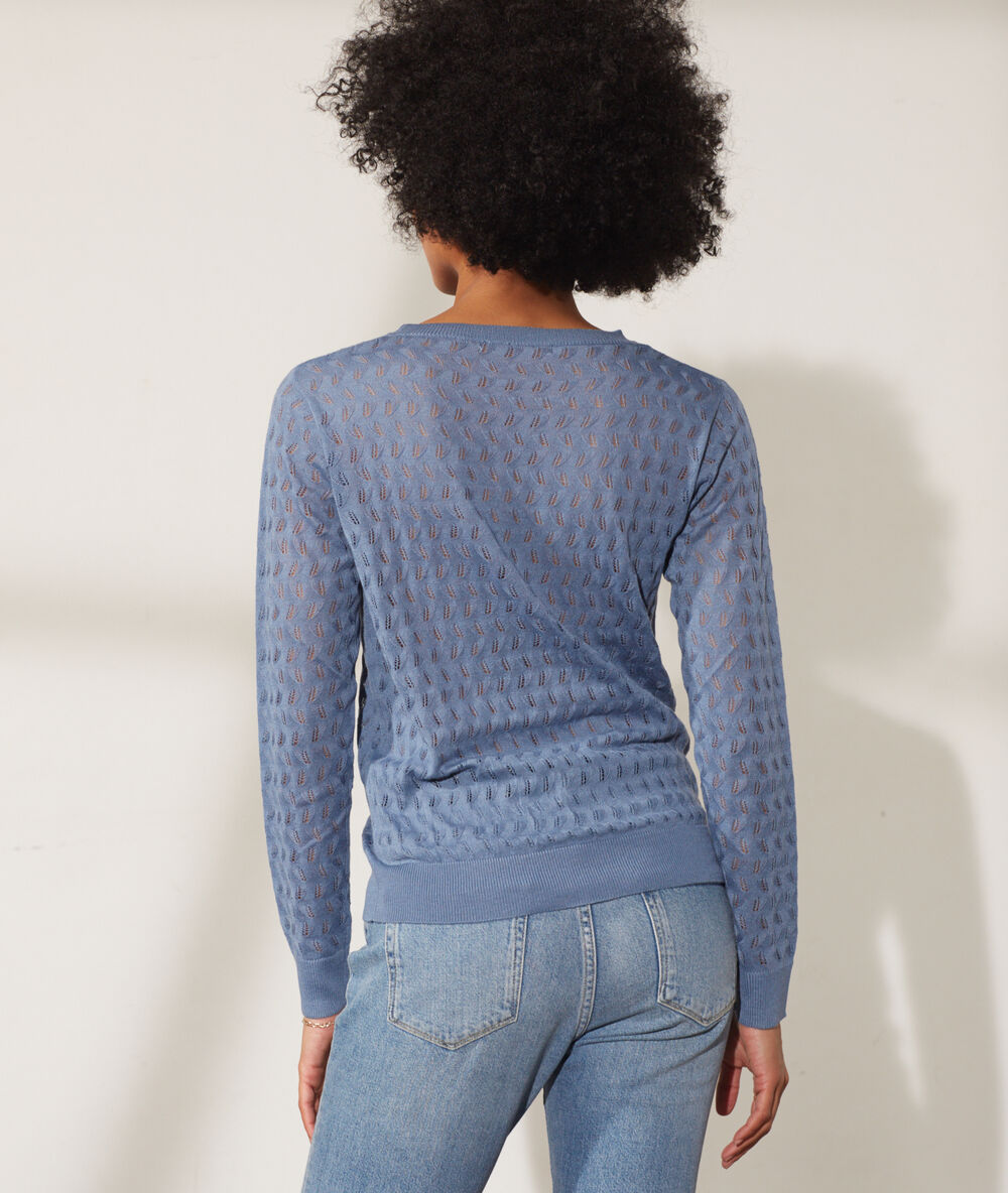 Jersey fino cuello redondo azul.
