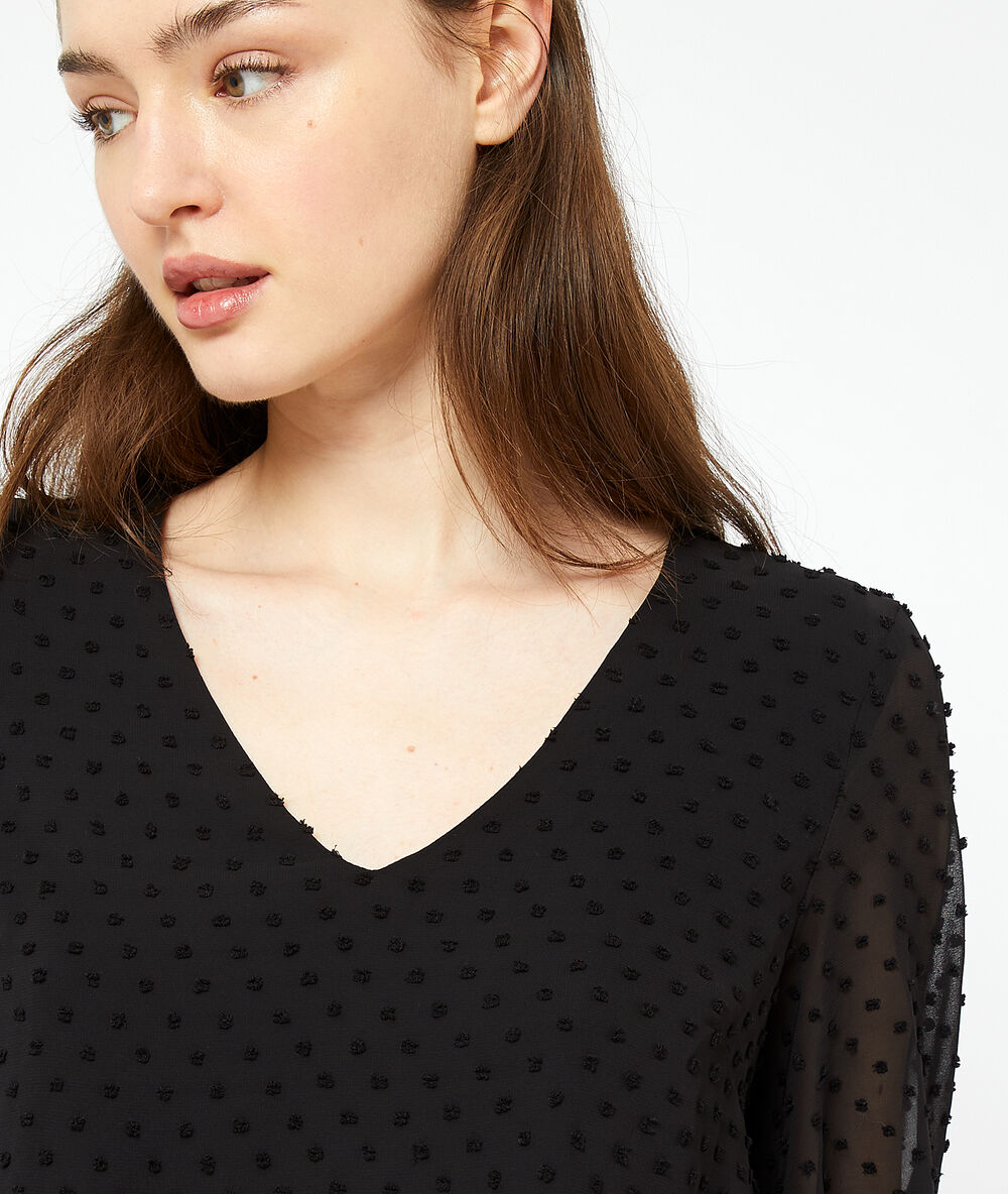 Blouse en plumetis noir.