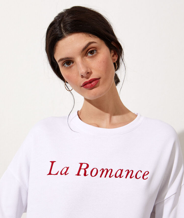 Jersey bordado ‘la romance’ crudo.