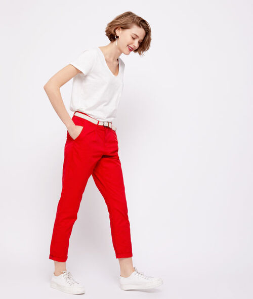 Pantalón con cinturón de algodón bio Pantalón con cinturón de algodón bio