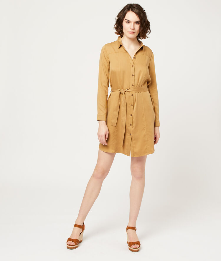 Vestido camisero anudado c.camel.