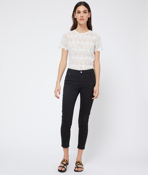 Pantalón ajustado 7/8 de algodón negro.