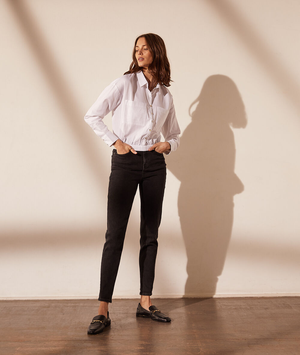 Camisa corta, tira elástica blanco.