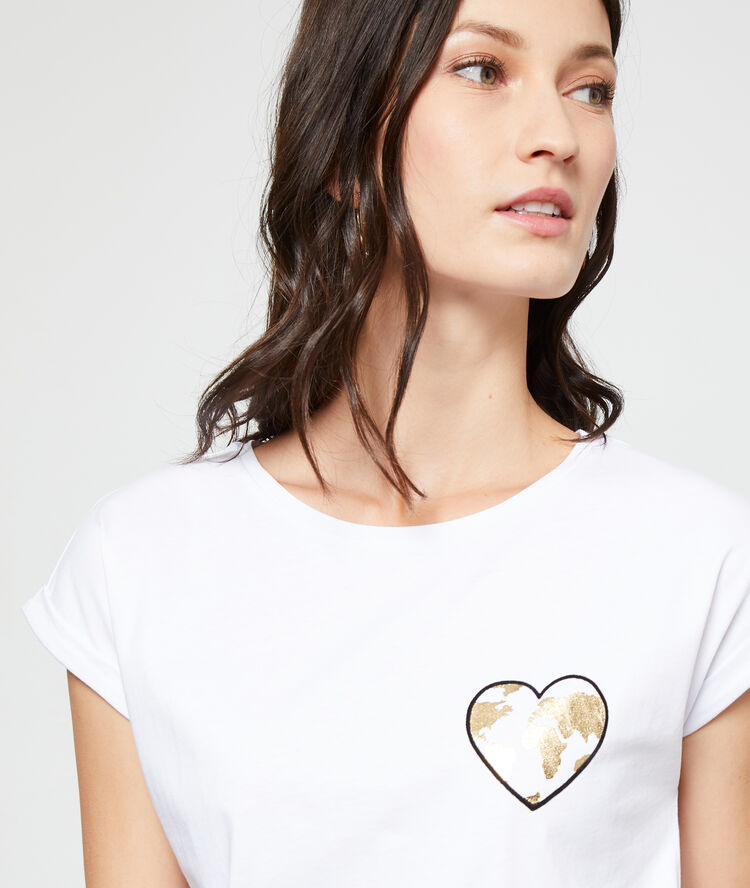 Camiseta serigrafiada planeta blanco.