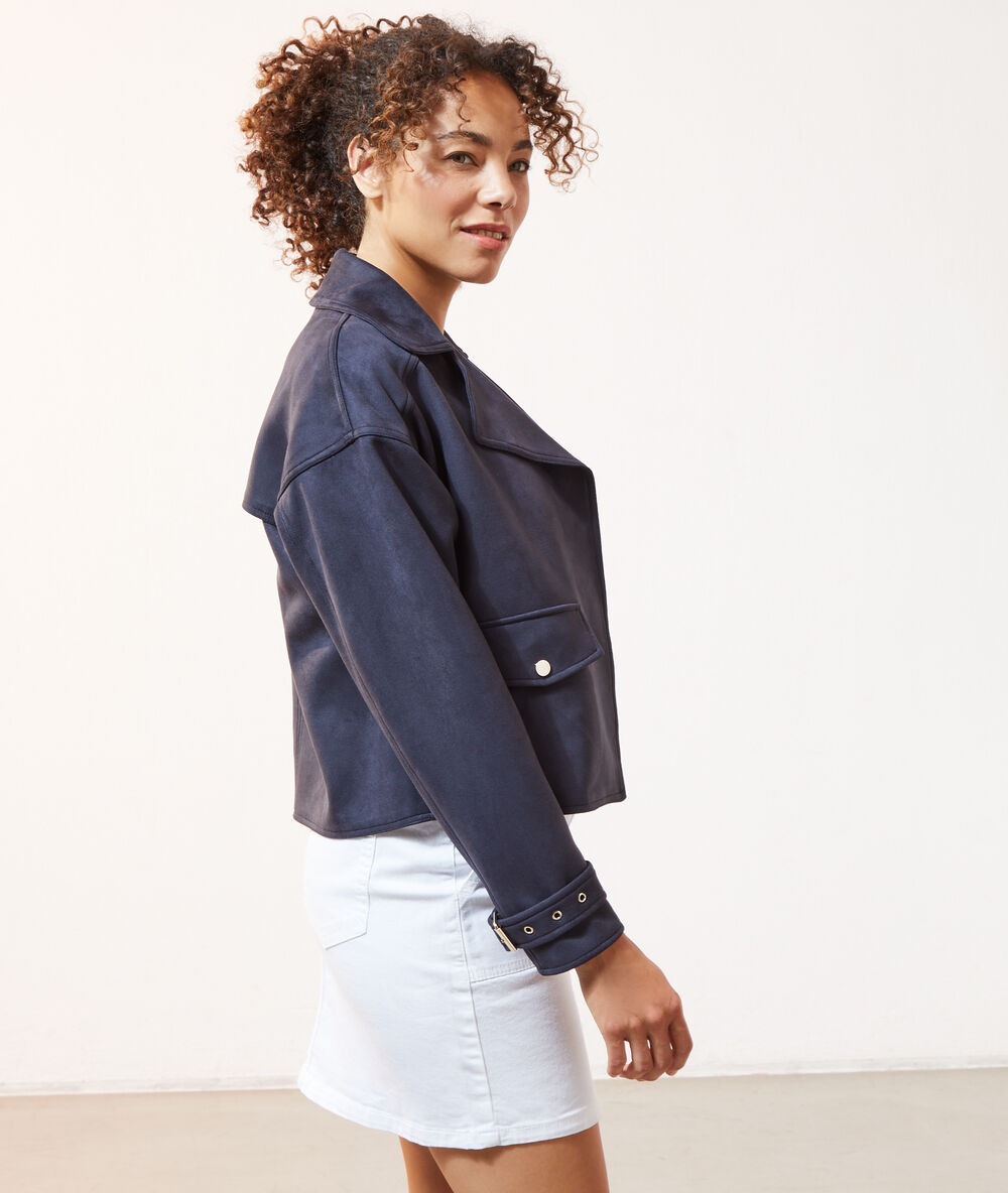 Chaqueta tipo biker, efecto ante marino.