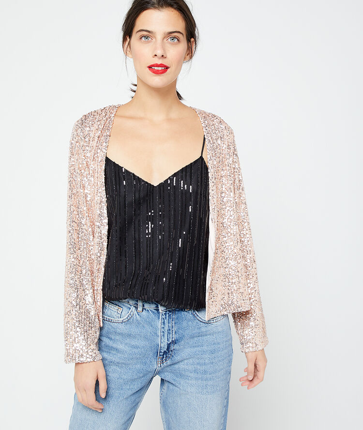 Chaqueta corta de lentejuelas c.nude.