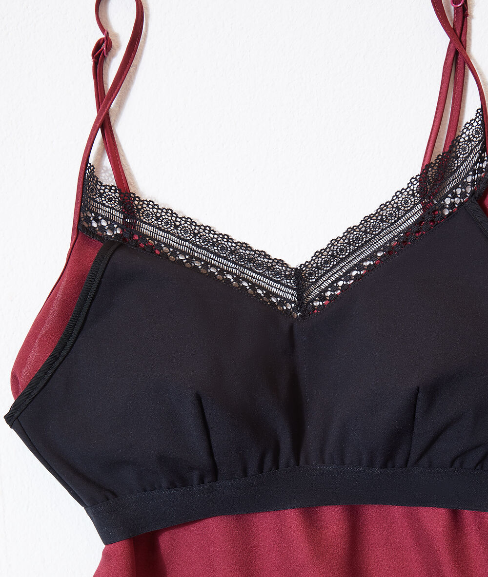 Caraco 2 en 1 - brassière intégrée prune.
