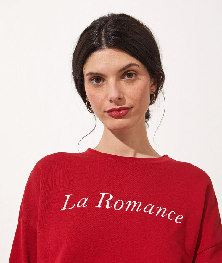 Jersey bordado ‘la romance’ carmín.