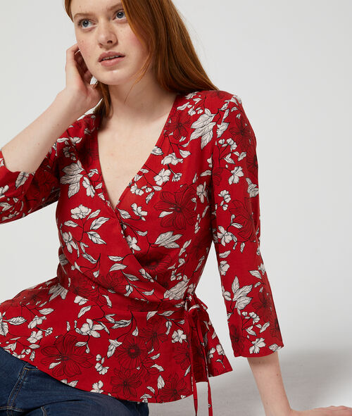 Blusa escote cruzado estampado floral Blusa escote cruzado estampado floral