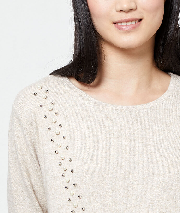 Top de punto fino con perlas c.beige.