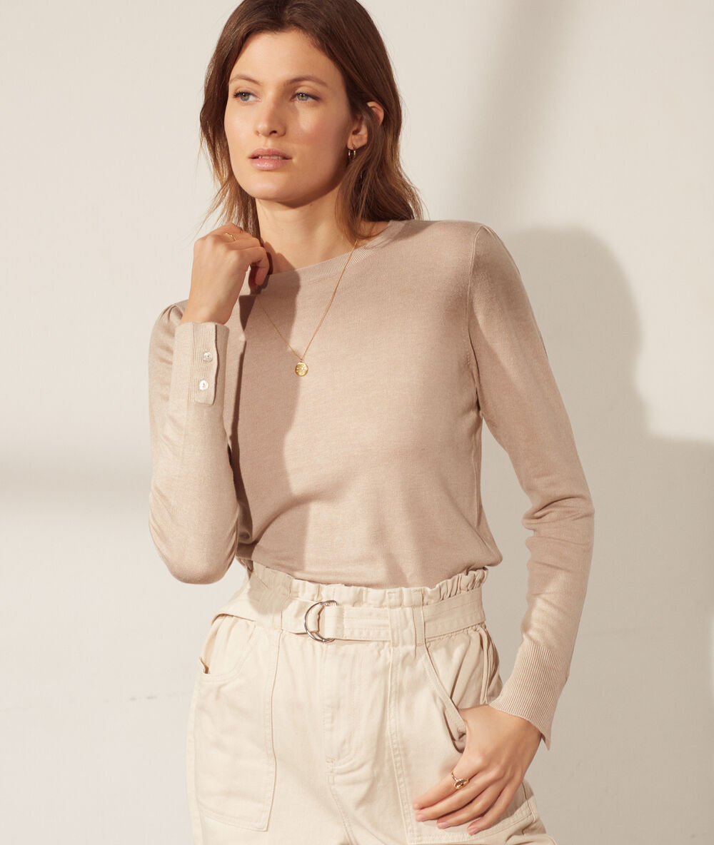 Jersey de punto fino c.beige.