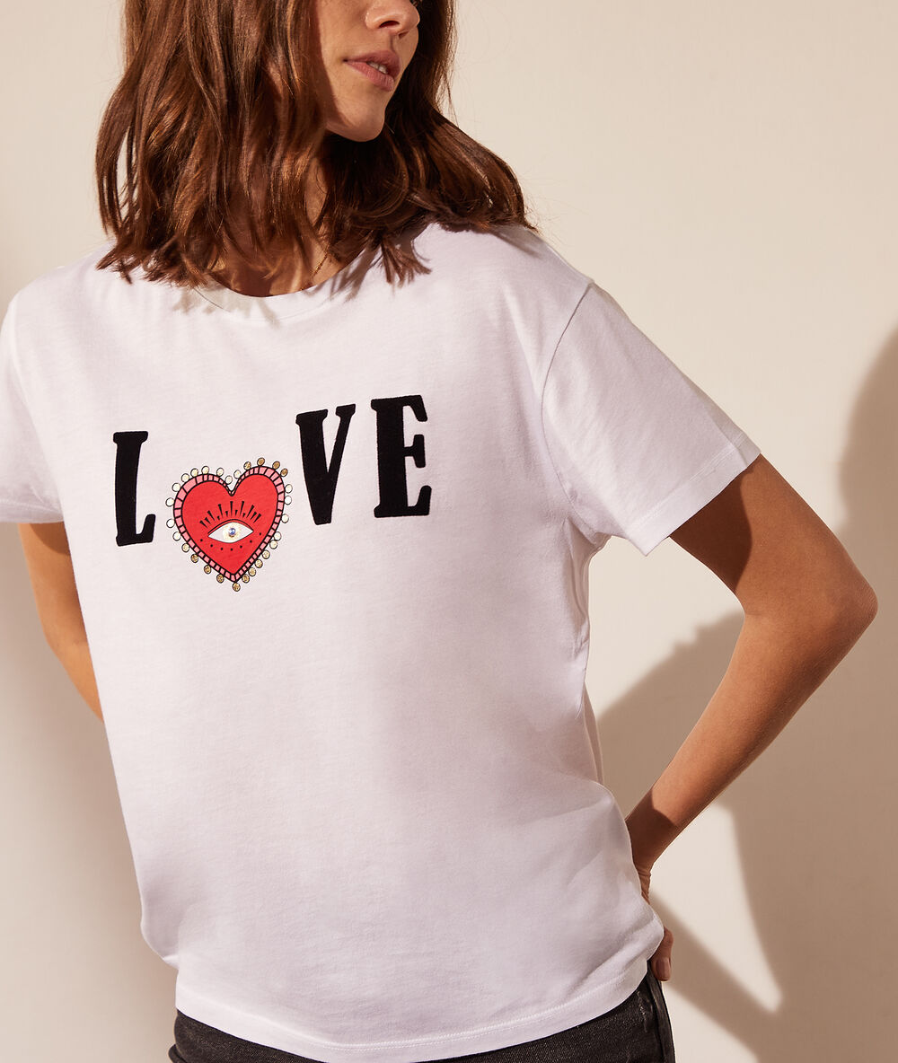 Camiseta 'love' crudo.