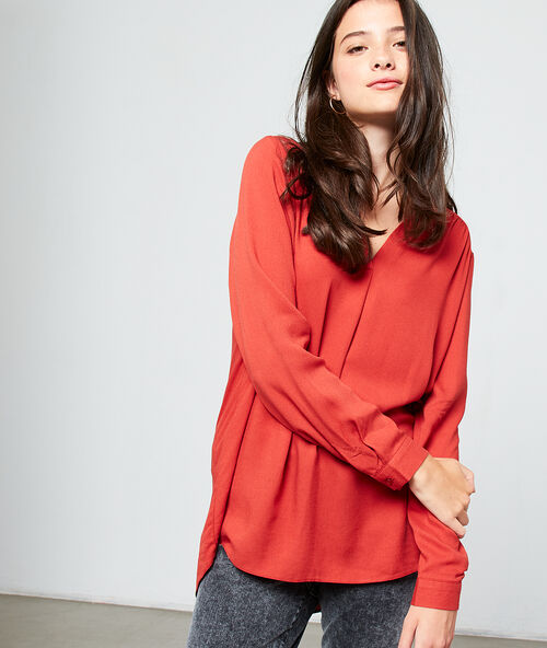 Blusa cuello en v  rouille.