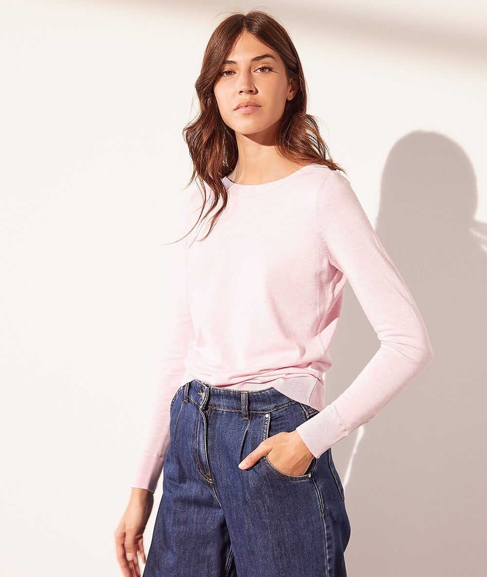 Jersey cuello barco rosa viejo.